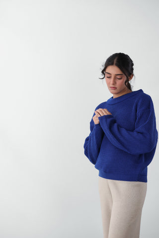 Loose-Knit Jumper in Lapis Blue