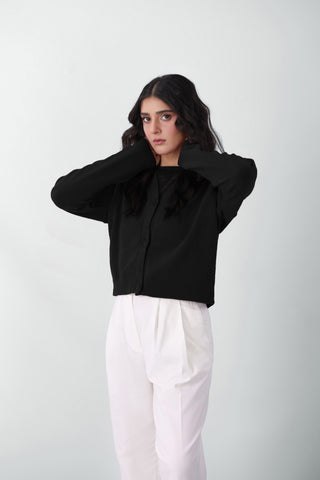 Soft Knitted Cardigan in Ink Black