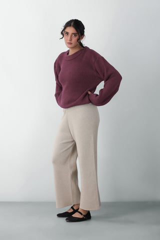 Loose-Knit Jumper in Plum