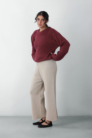 Loose-Knit Jumper in Maroon