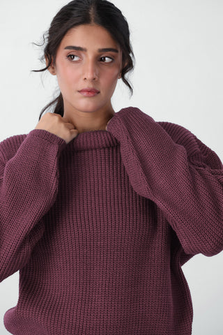 Loose-Knit Jumper in Plum