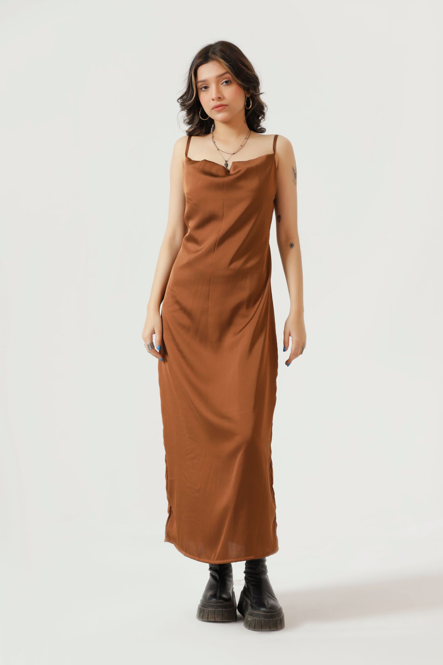 Silk Slip Dress in Chocolate Brown