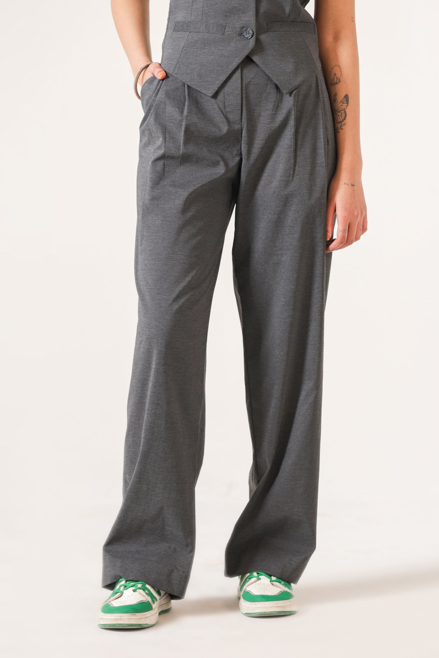 Tailored Waistcoat & Wide-Leg Pants in Charcoal