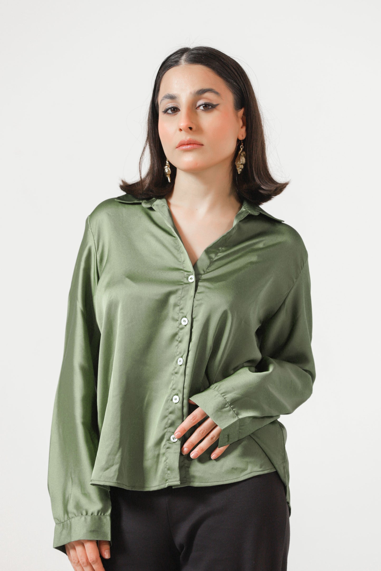 Silk Blouse in Olive