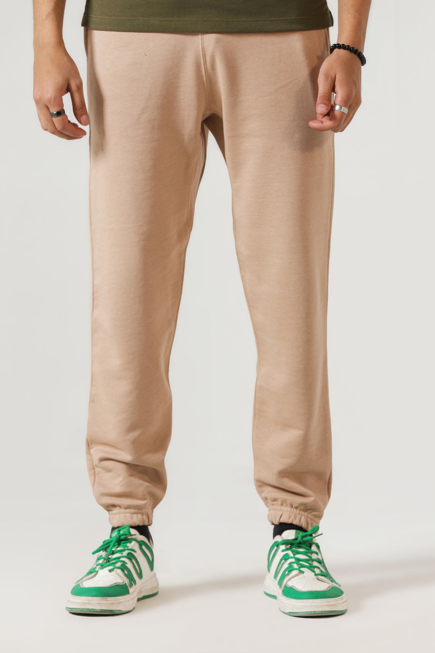 Relaxed-Fit Cotton Joggers in Beige