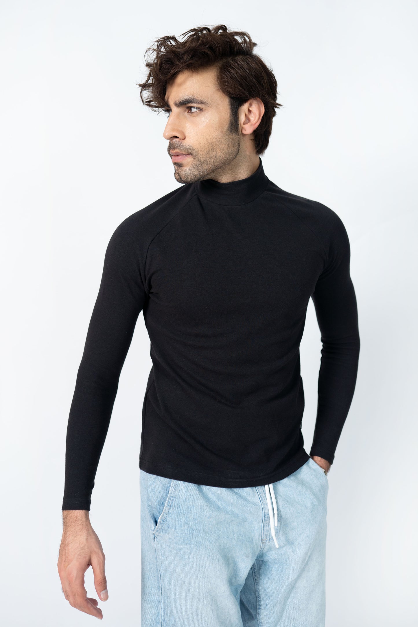 Mock Neck in Deep Black