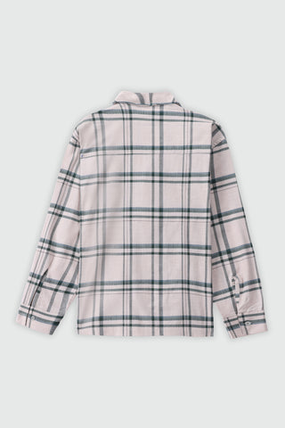 Boxy Fit Camp Collar Flannel Shirt in Cream
