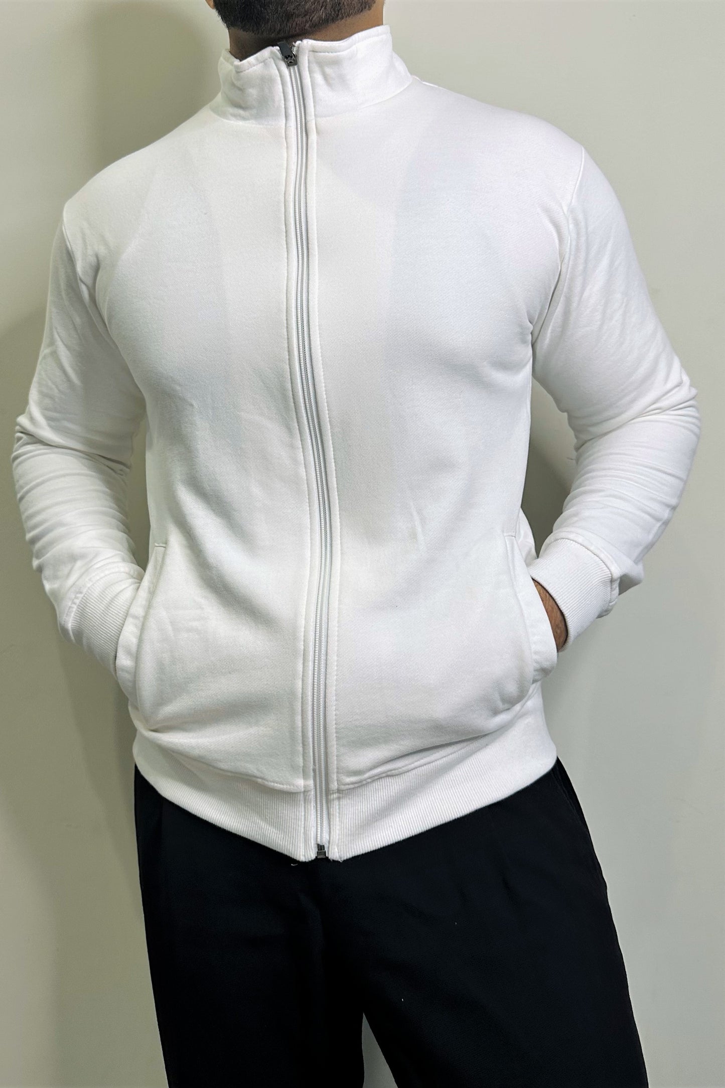 Mock Neck Zipper in Glacier White