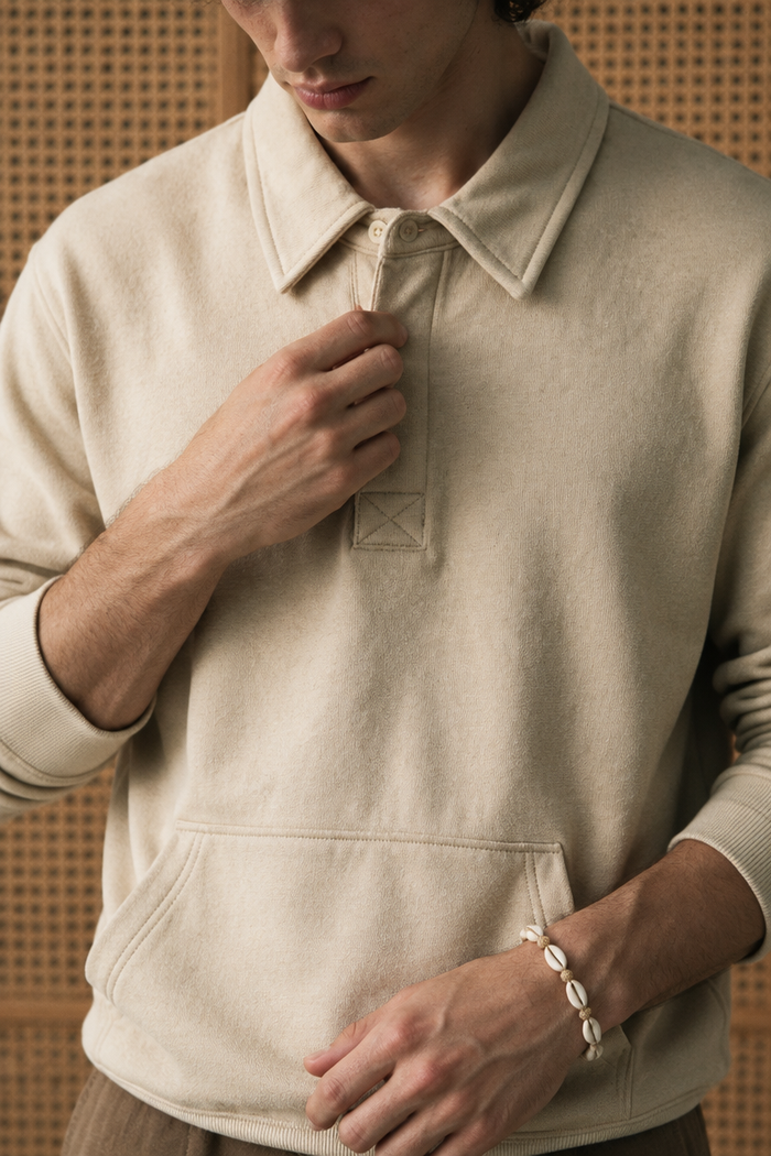 Pocket-detail Polo Shirt / BEIGE