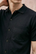 Knitted Button-Up Polo in Ink Black SHIRT ATTIR-MEN