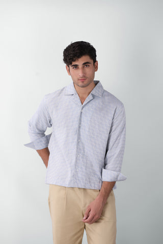 Boxy Fit Camp Collar Shirt in Diamond Blue