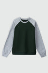 Contrast Sleeve Raglan Sweatshirt in Dark Green SWEATSHIRT ATTIR-UNISEX