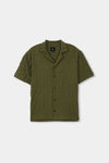 Creased Camp Collar Shirt in Olive SHIRT ATTIR-WOMEN