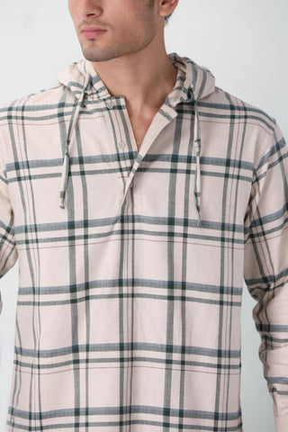 Hoodie Detail Shirt in Cream