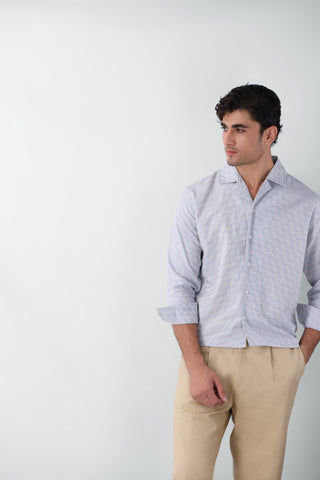 Boxy Fit Camp Collar Shirt in Diamond Blue