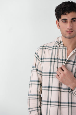 Hoodie Detail Shirt in Cream