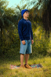 Furry Knitted Polo Jumper in Navy POLOSWEATER ATTIR-MEN