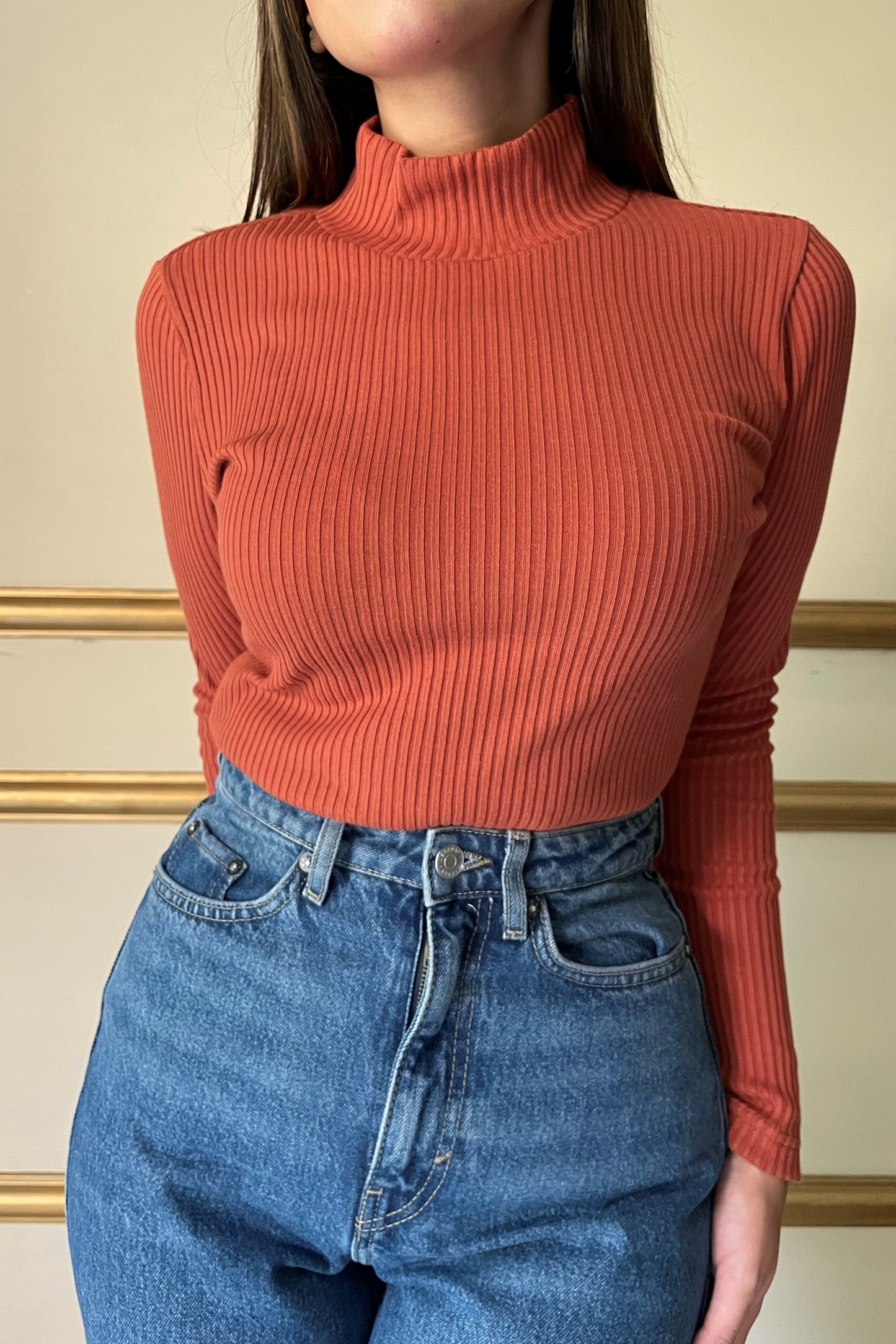 Mock Neck in Citrus Orange