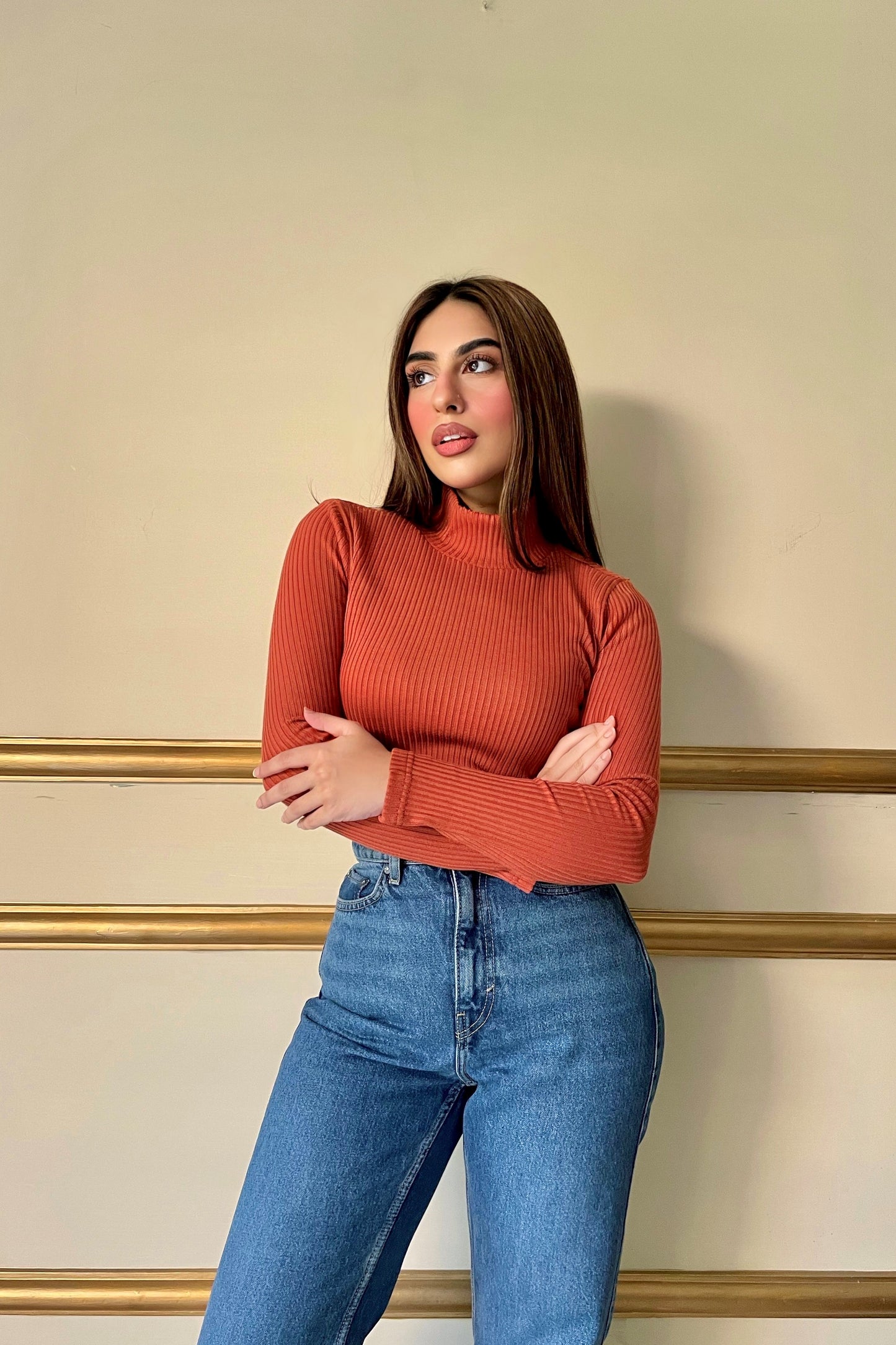 Mock Neck in Citrus Orange