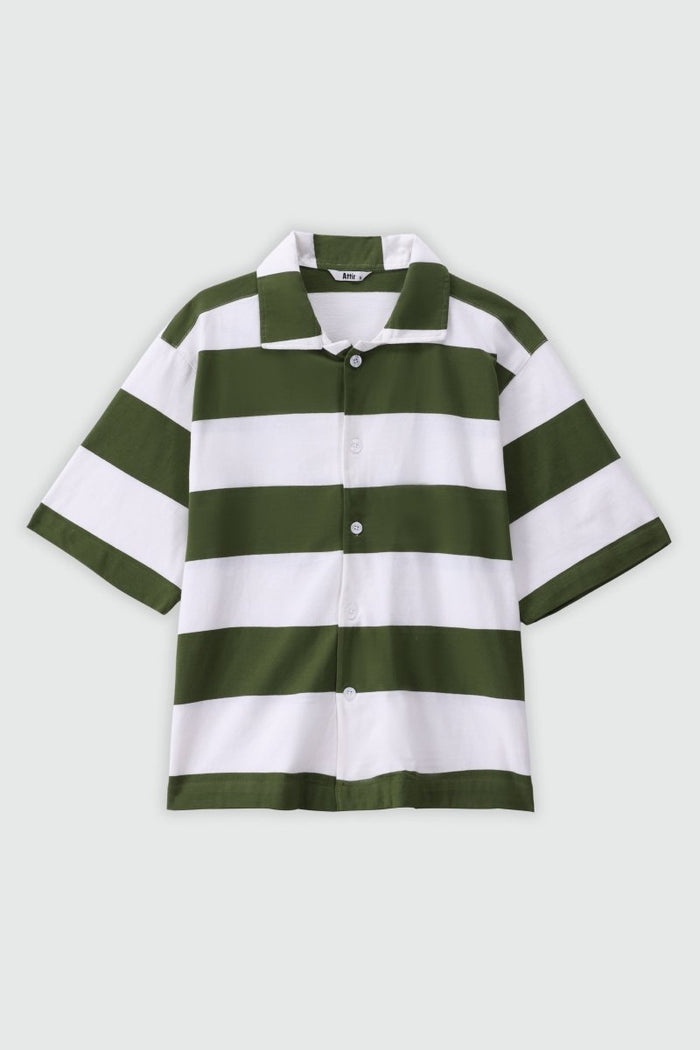 Oversized Striped Shirt in Green