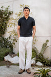 Pearl-Knit Polo Shirt in Ink Black POLO ATTIR-MEN