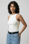 Rib-Knit Tank Top in White / WHITE TANKTOP ATTIR-WOMEN