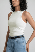 Rib-Knit Tank Top in White / WHITE TANKTOP ATTIR-WOMEN