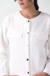 Sweatshirt Cardigan in White CARDIGAN ATTIR-WOMEN