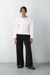 Sweatshirt Cardigan in White CARDIGAN ATTIR-WOMEN