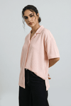 Textured Resort Collar Shirt in Pastel Pink SHIRT ATTIR-UNISEX