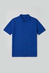Tuck-Knit Button-Up Polo in Deep Blue SHIRT ATTIR-MEN