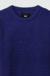 Tuck Knitted Crew Neck Jumper in Lapis Blue SWEATER ATTIR-UNISEX