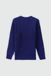 Tuck Knitted Crew Neck Jumper in Lapis Blue SWEATER ATTIR-UNISEX
