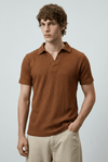 Waffle-Knit Revere Polo Shirt in Cinnamon POLO ATTIR-MEN