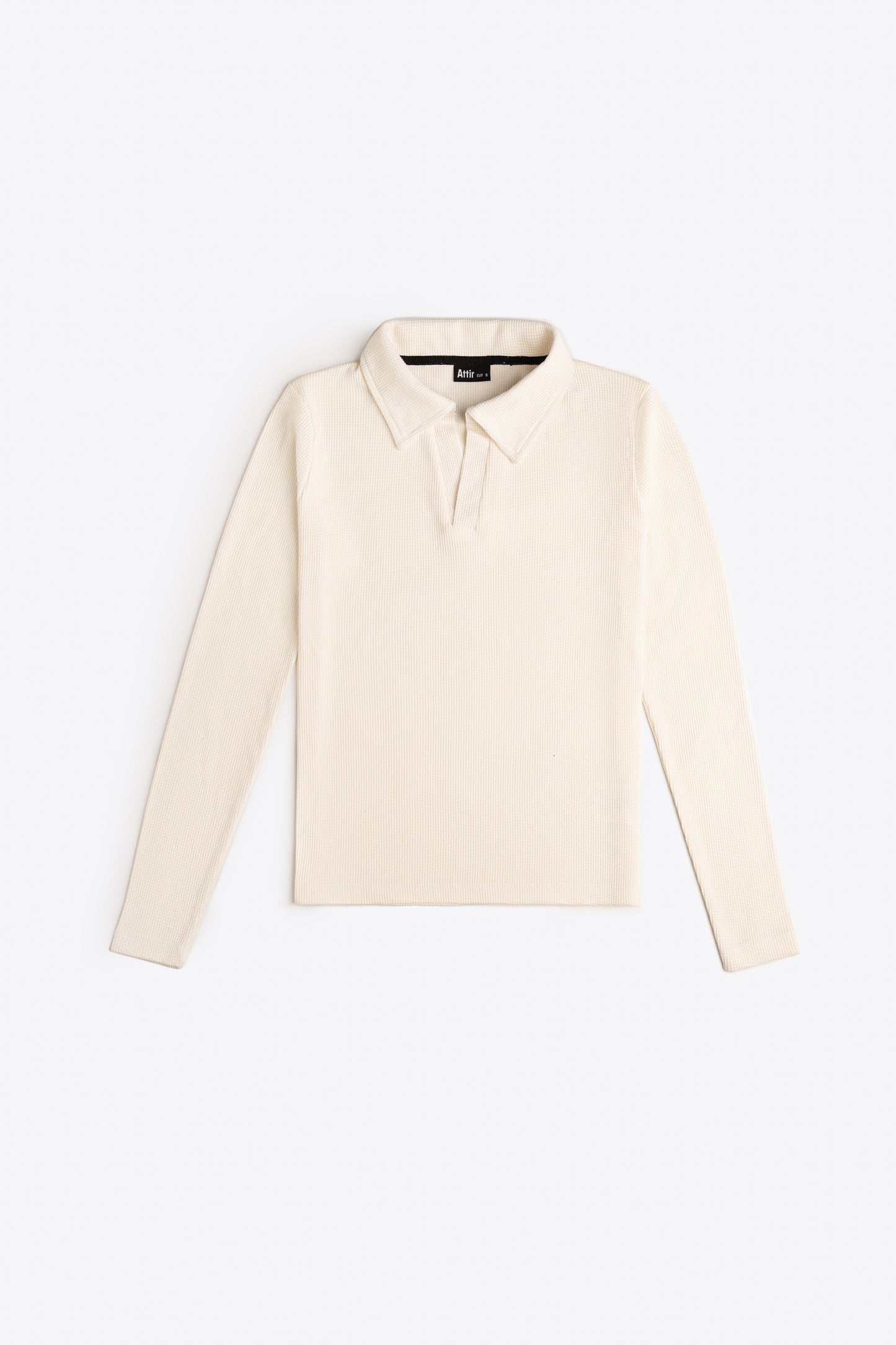 Waffle-Knit Revere Polo Top