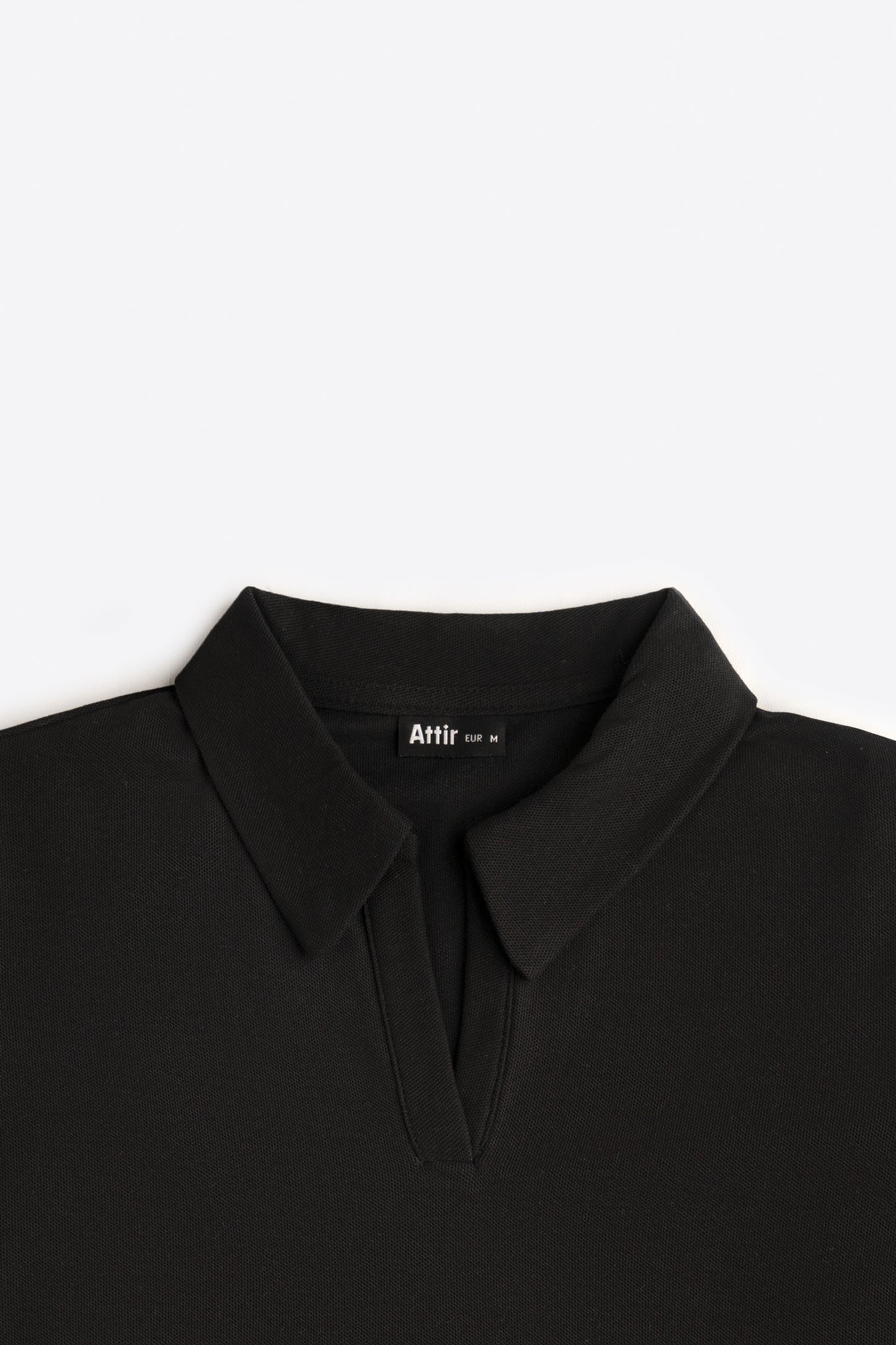 Cropped Polo Top in Ink Black
