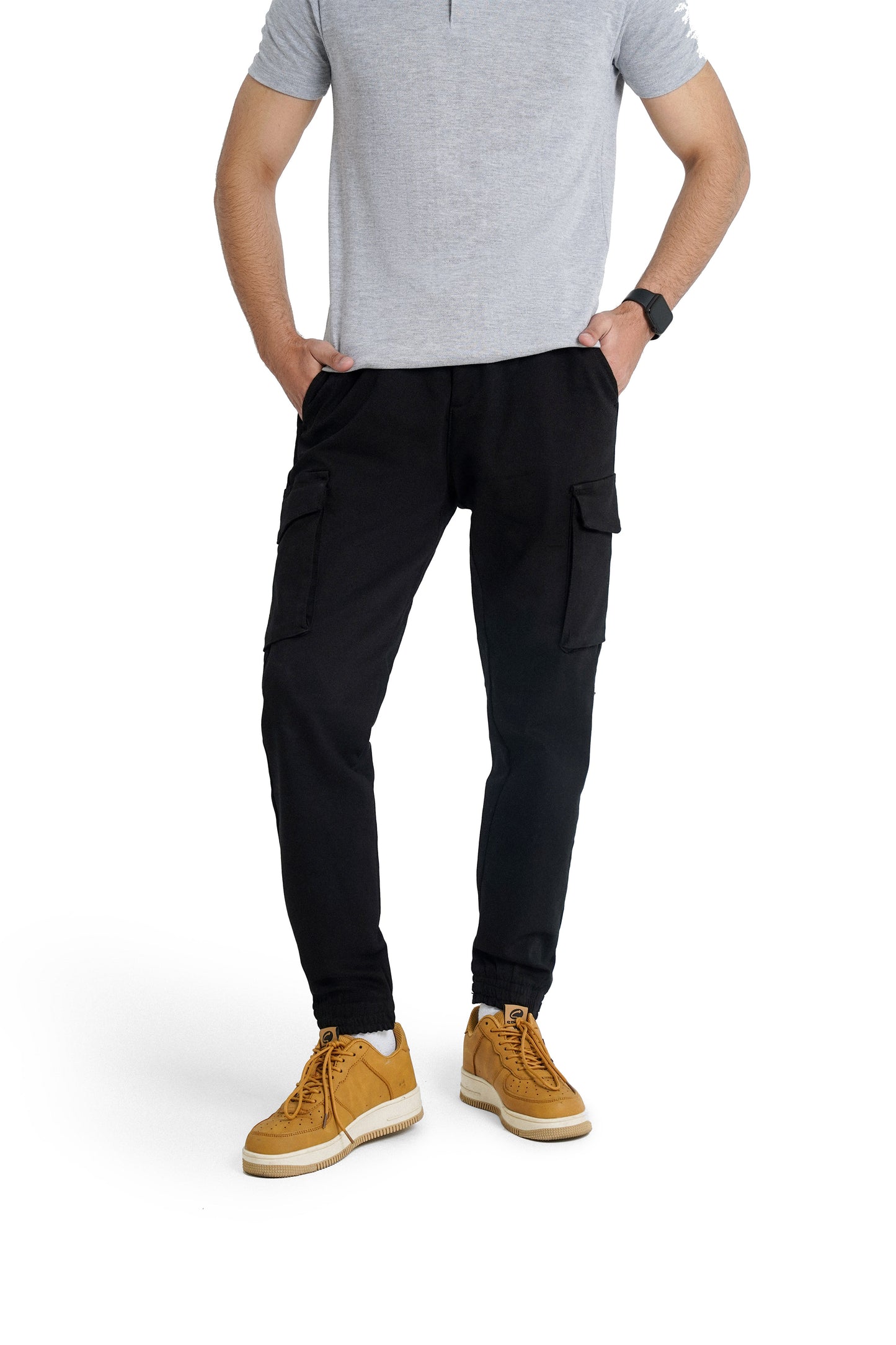 Denim Cargo Pants in Black