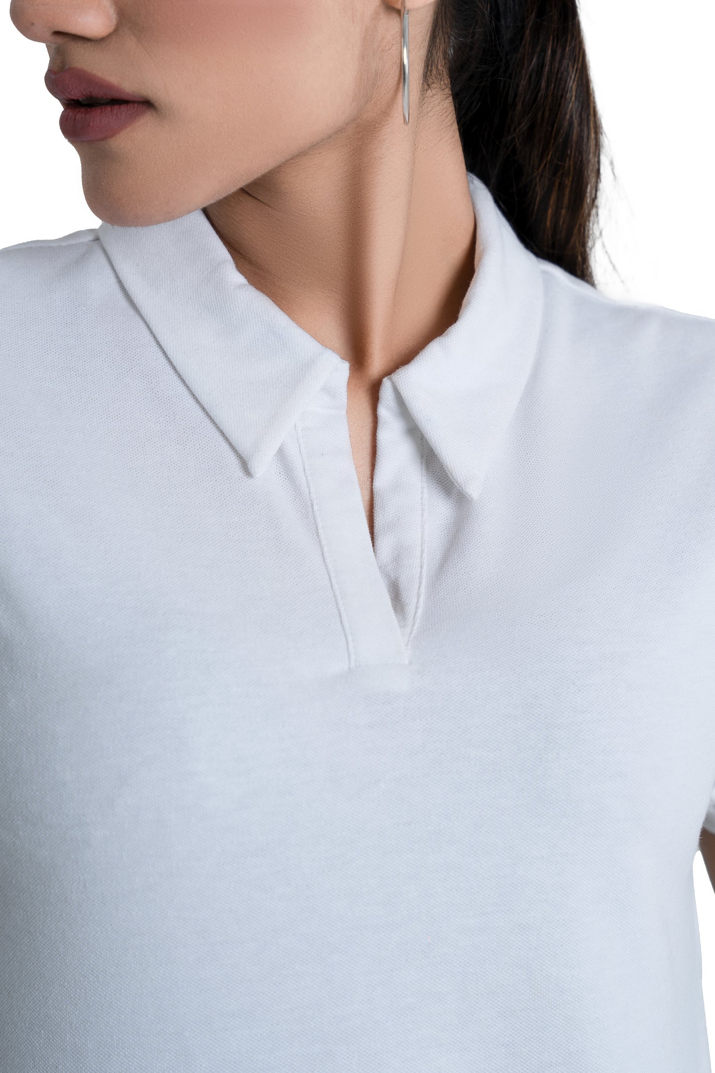 Cropped Polo Top in White
