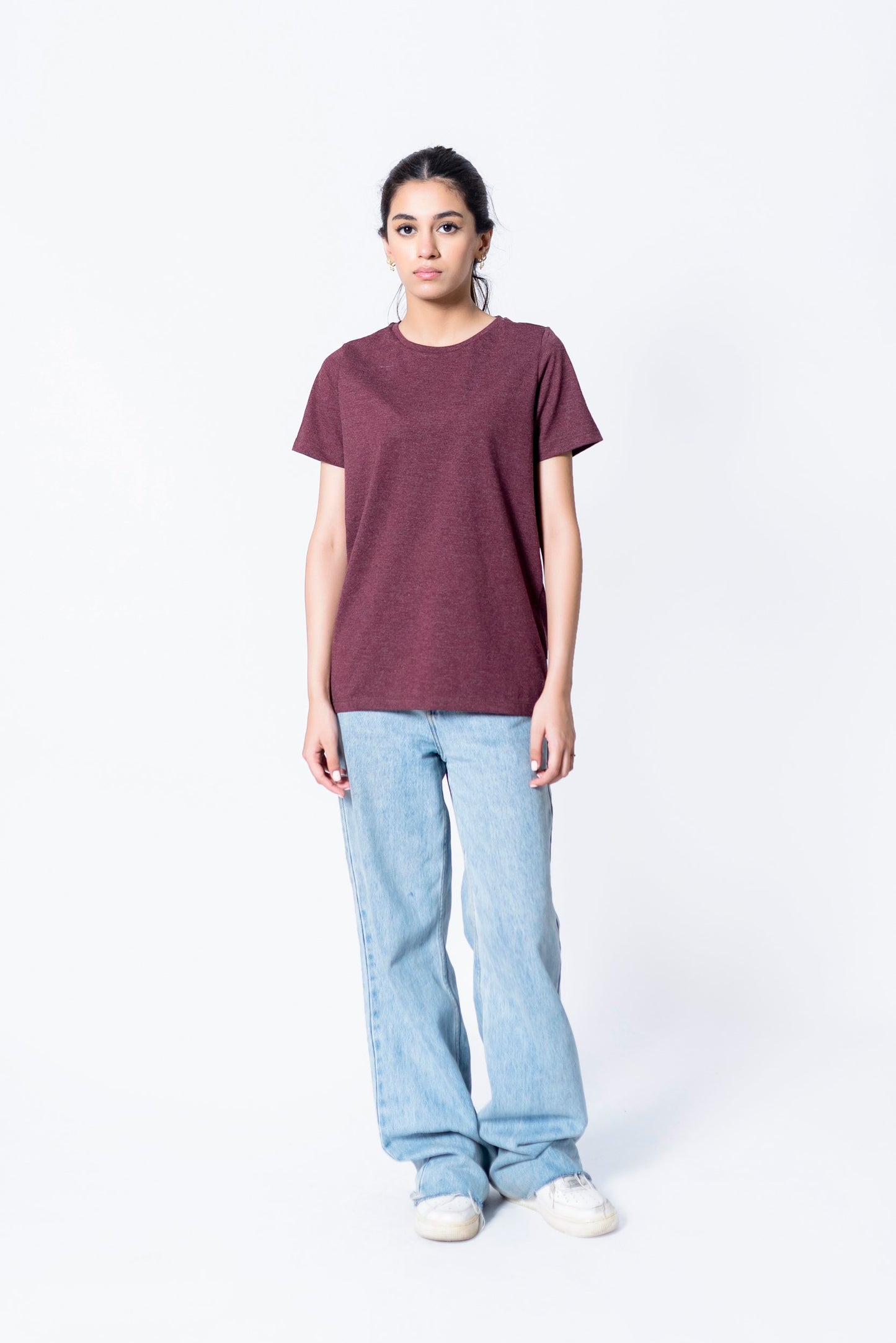 T-shirt in Maroon Melange