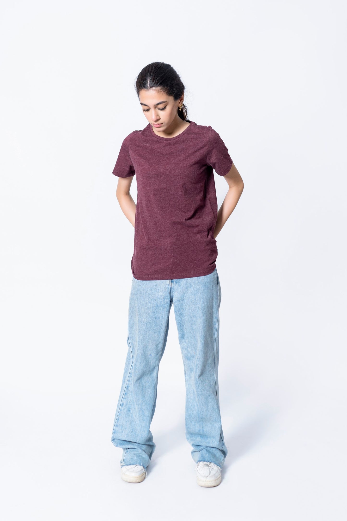 T-shirt in Maroon Melange