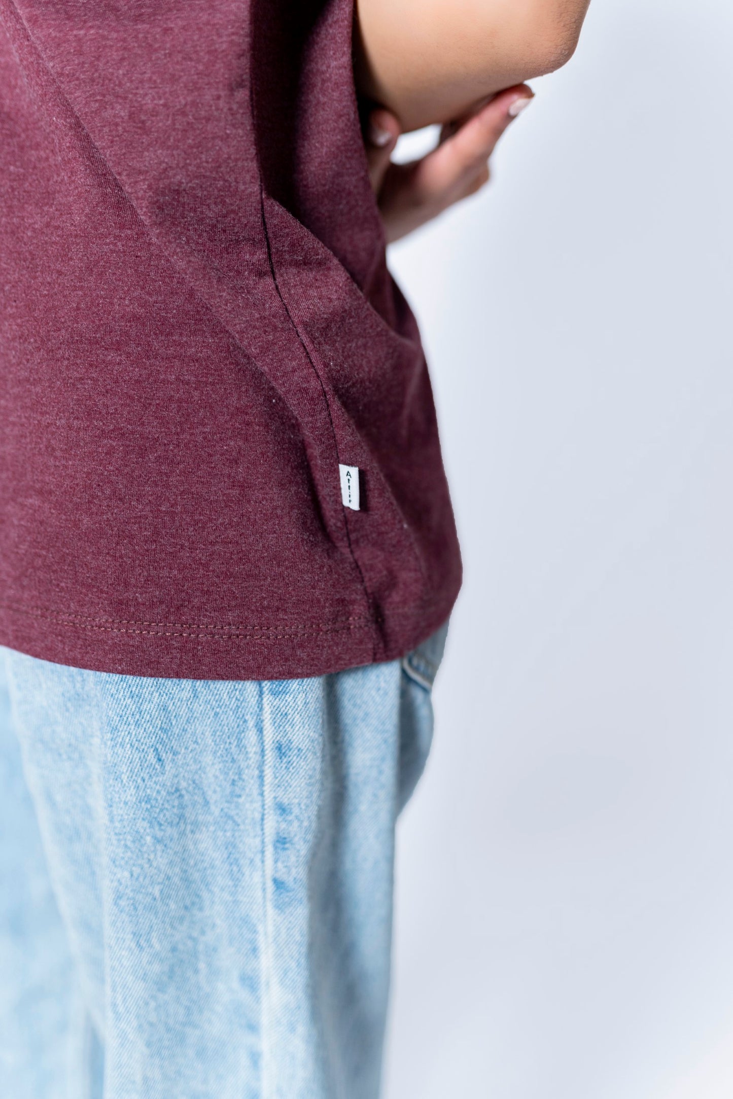 T-shirt in Maroon Melange