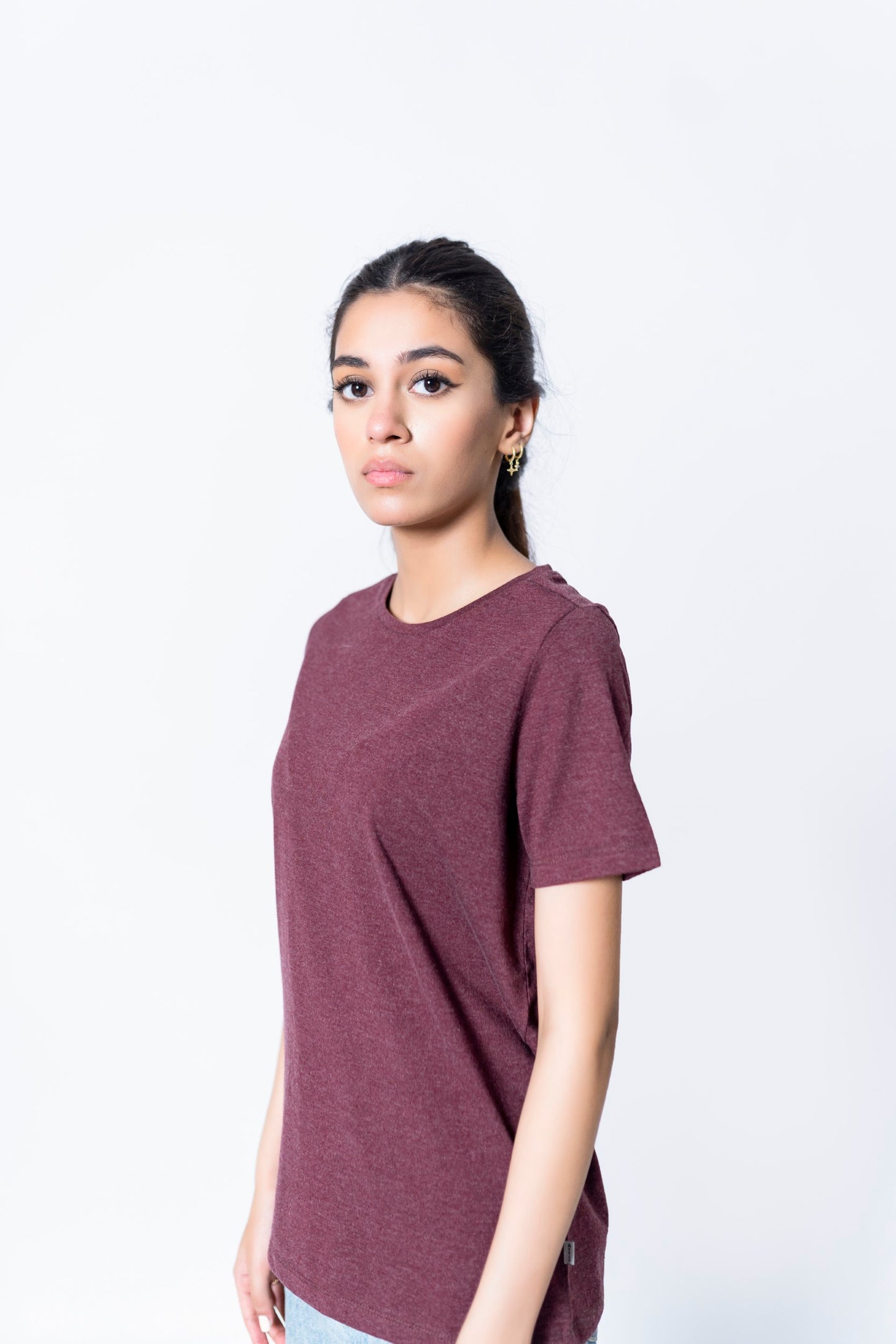 T-shirt in Maroon Melange