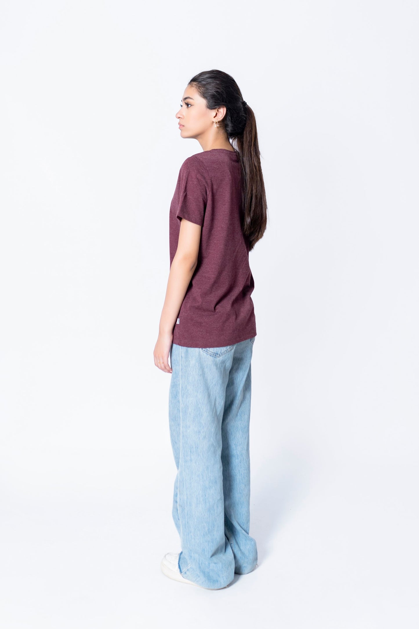 T-shirt in Maroon Melange