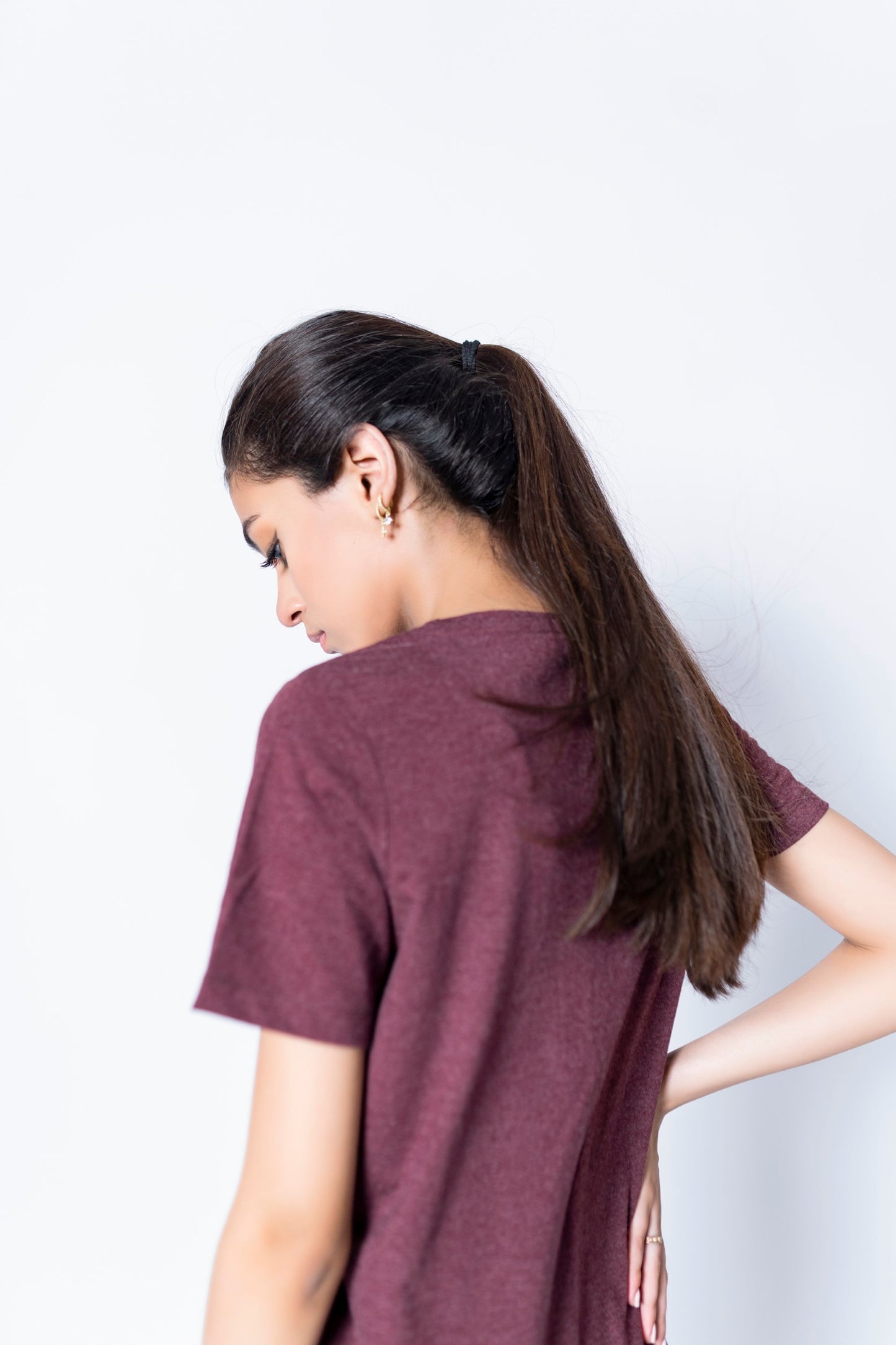 T-shirt in Maroon Melange
