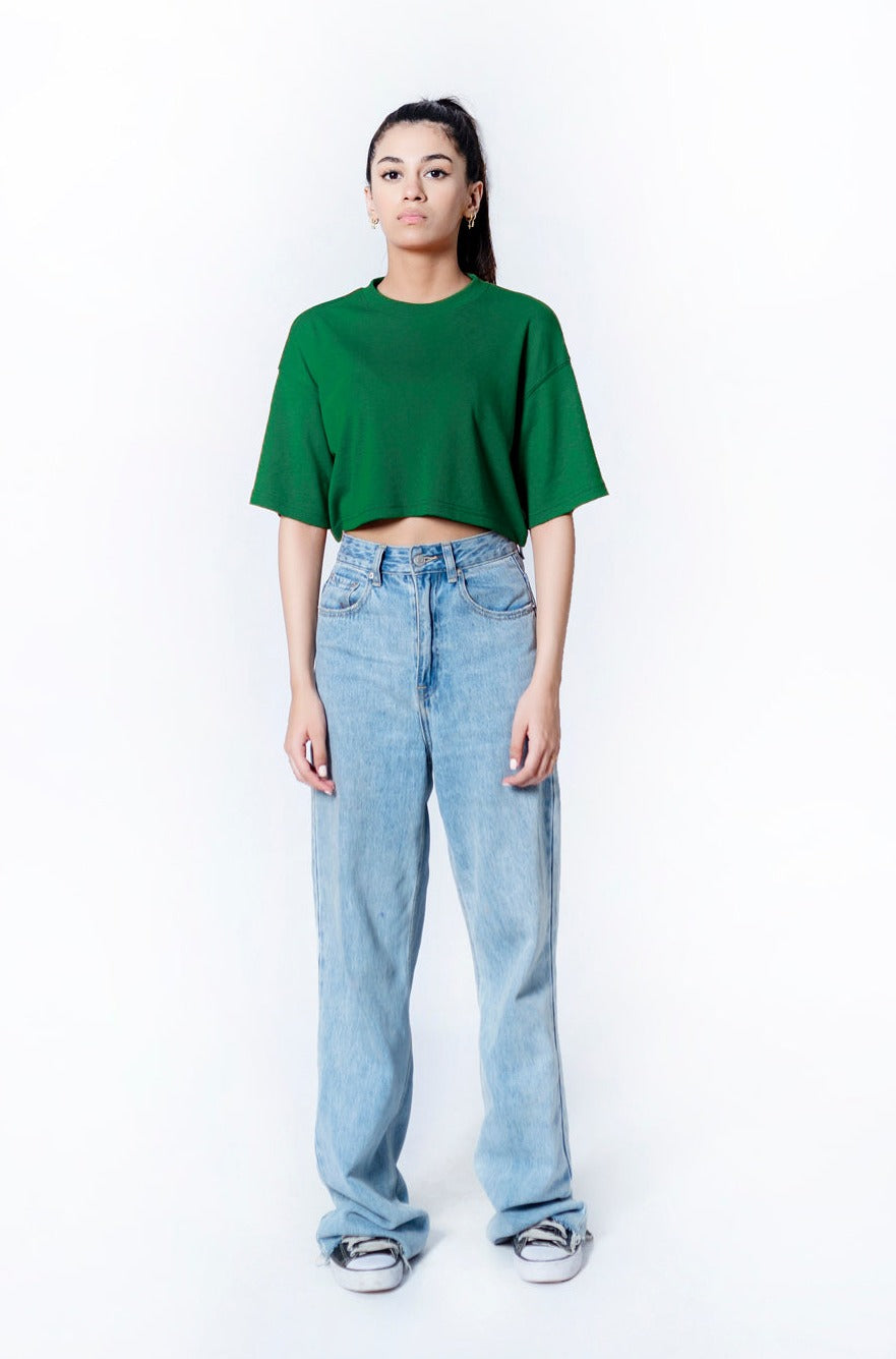 Crop T-shirt in Pine Green