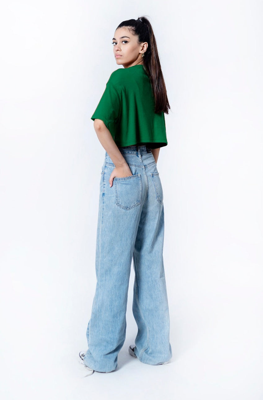Crop T-shirt in Pine Green