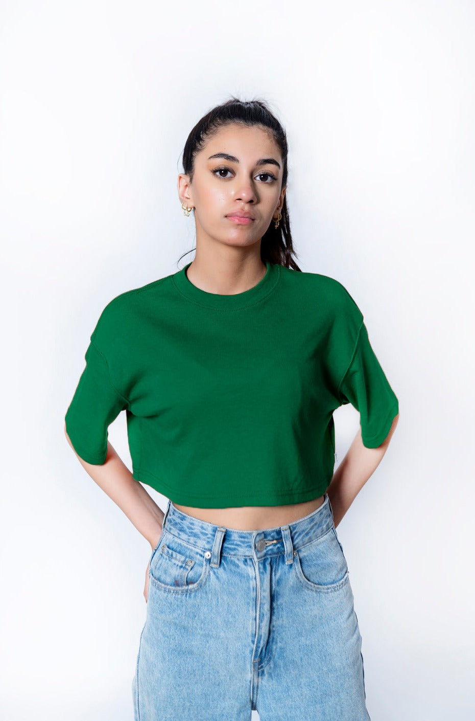 Crop T-shirt in Pine Green