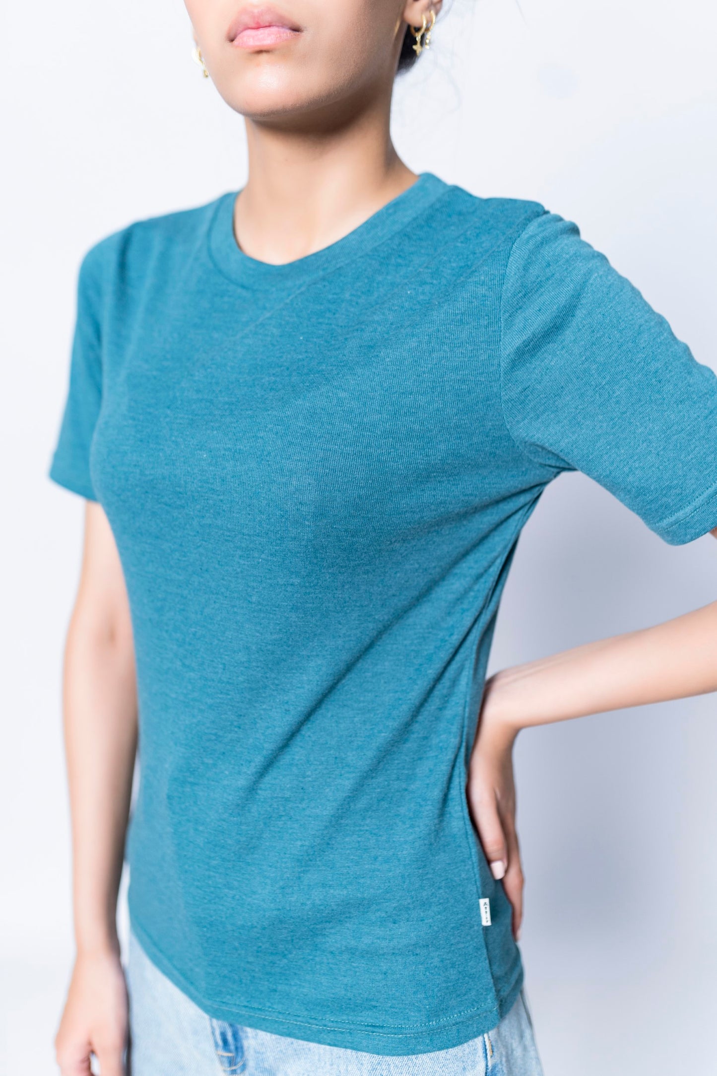 Ribbed T-shirt in Teal