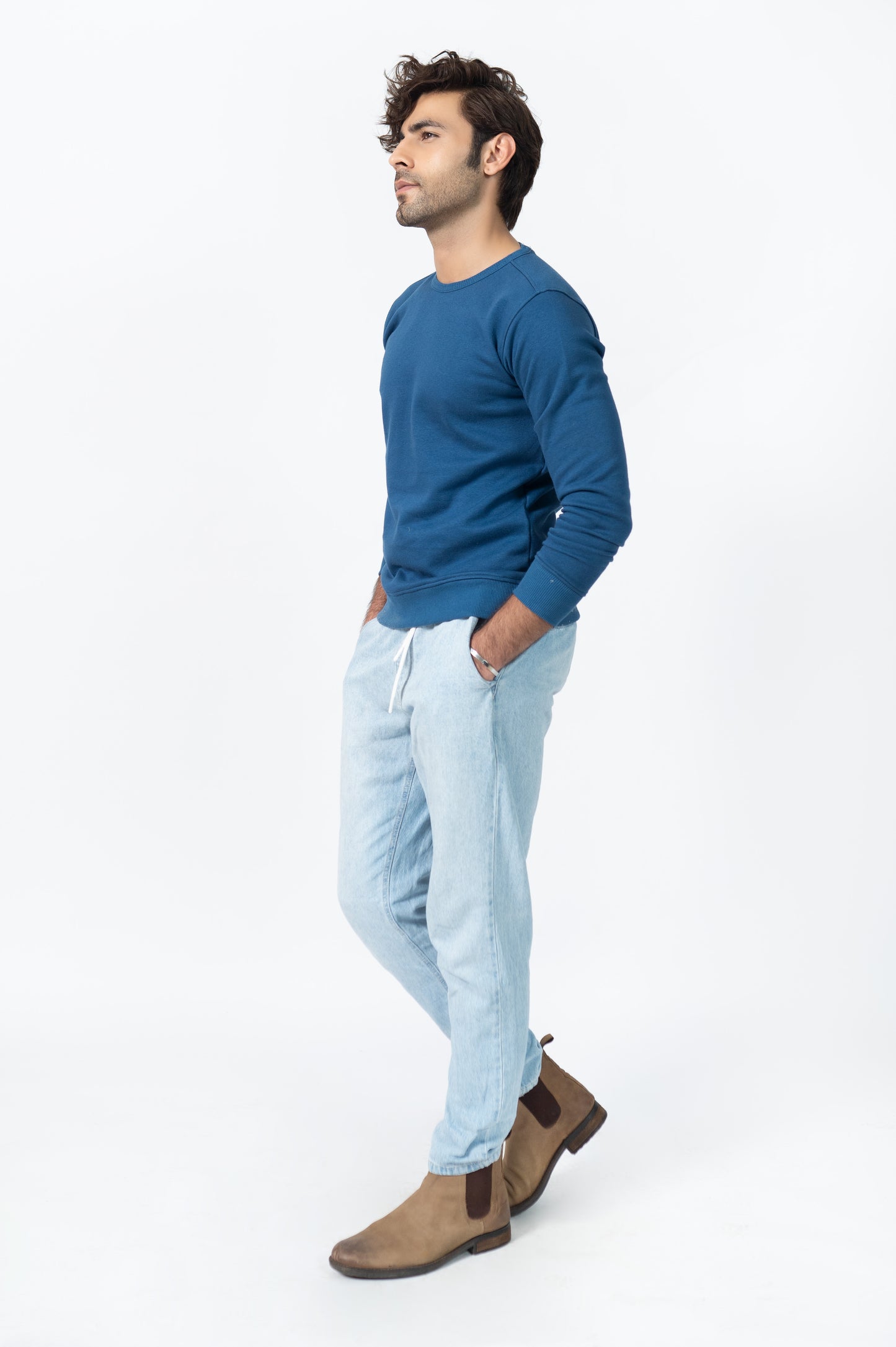 Basic Sweatshirt in Denim Blue
