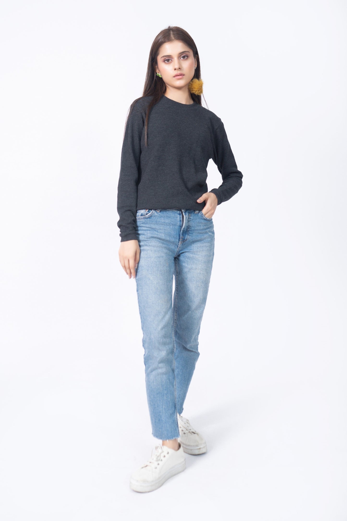 Waffle Sweatshirt in Charcoal